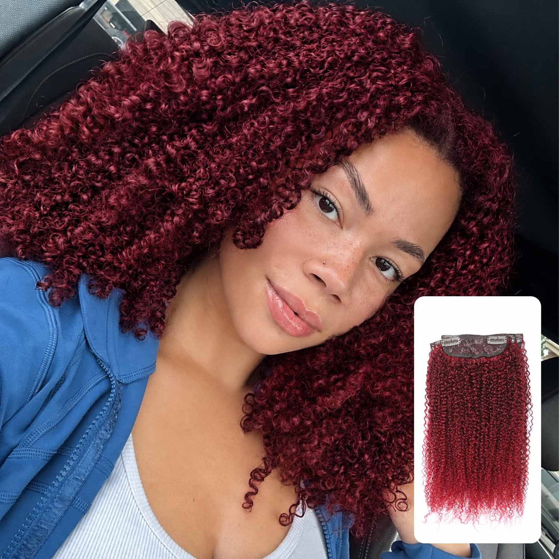 AUTHRIS Afro Kinky Curly Clip-Ins (4-Piece) | Burgundy