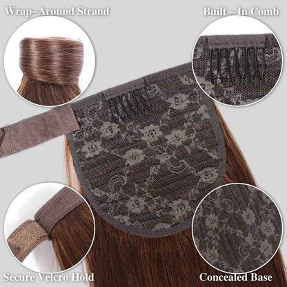 Authris Straight Human Hair Instant Wrap Ponytail | Chocolate Brown
