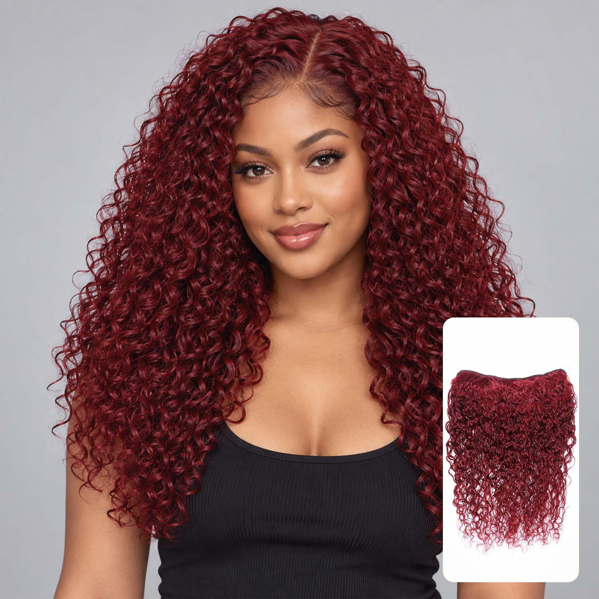 Authris Water Wave 1-Piece Clip-In Human Hair Extensions | Burgundy