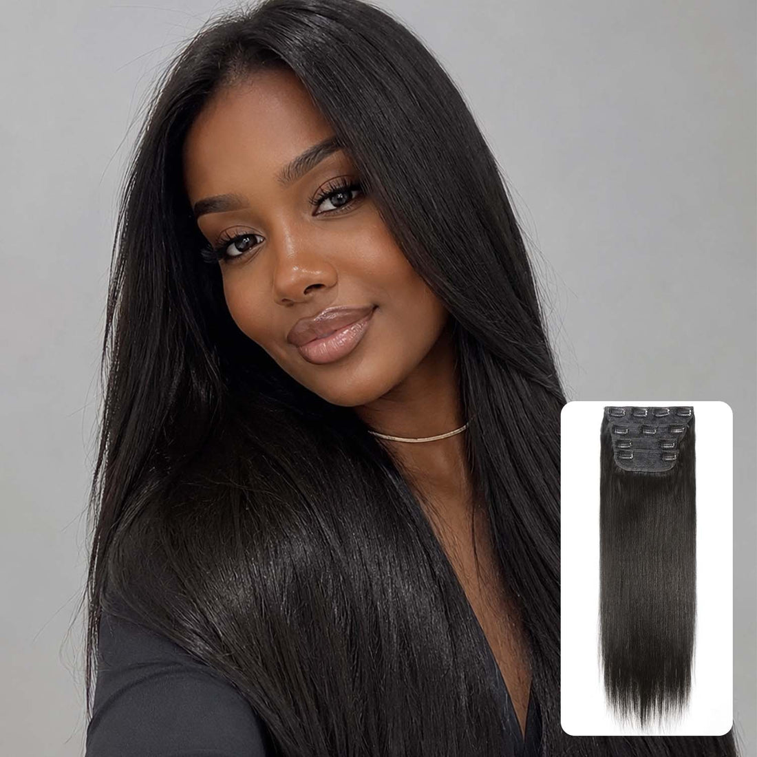 Authris 4-Piece Clip-In Human Hair Extensions | Natural Black