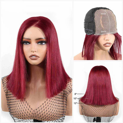 Authris Straight Bob Human Hair Wig | Burgundy