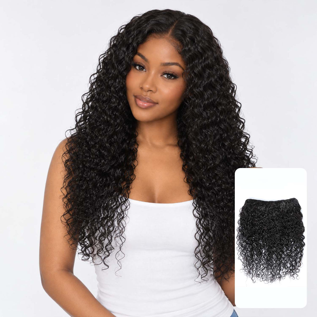 Authris Curly 1-Piece Clip-In Human Hair Extensions | Natural Black