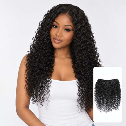Authris Curly 1-Piece Clip-In Human Hair Extensions | Natural Black