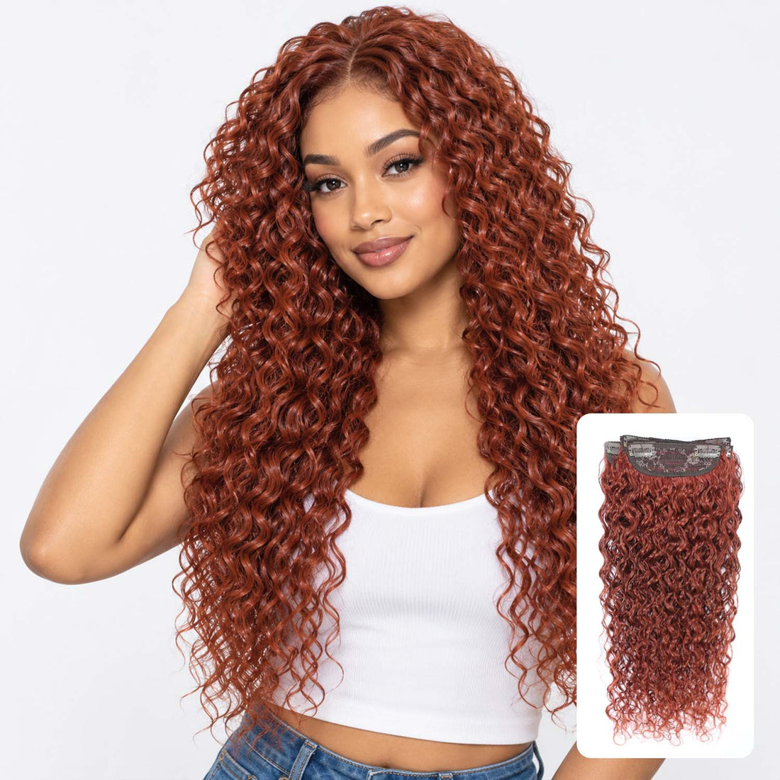 AUTHRIS Curly Clip-Ins (4-Piece) | Auburn Brown