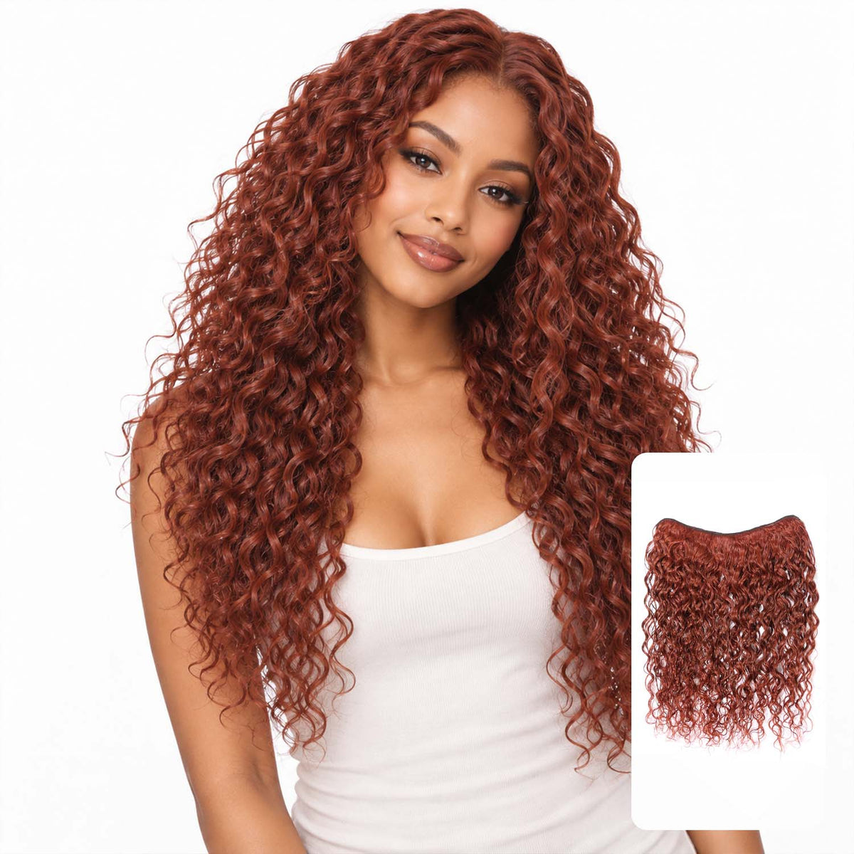 Authris Water Wave 1-Piece Clip-In Human Hair Extensions | Auburn Brown