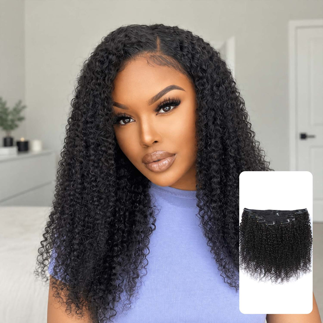 AUTHRIS Afro Kinky Curly Clip-Ins (8-Piece) | Natural Black