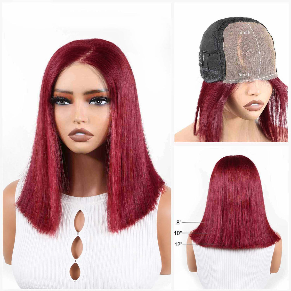 Authris Straight Bob Human Hair Wig | Burgundy