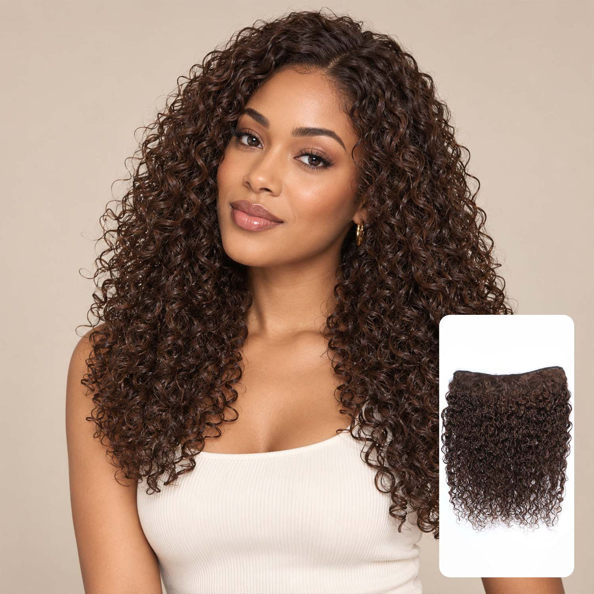 Authris Water Wave 1-Piece Clip-In Human Hair Extensions | Chocolate Brown
