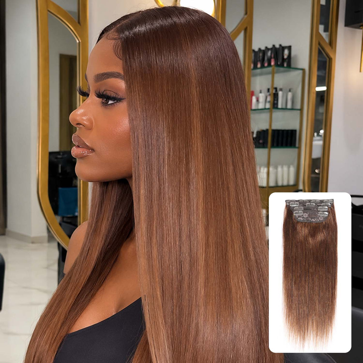 Authris 4-Piece Clip-In Human Hair Extensions | Chocolate Brown