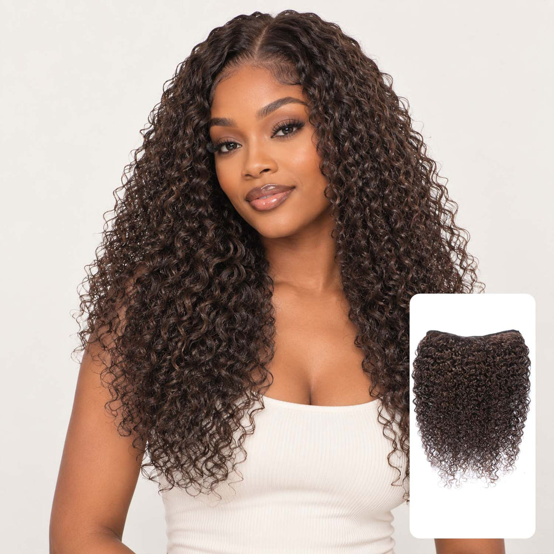 AUTHRIS Curly Clip-Ins (1-Piece) | Chocolate Brown