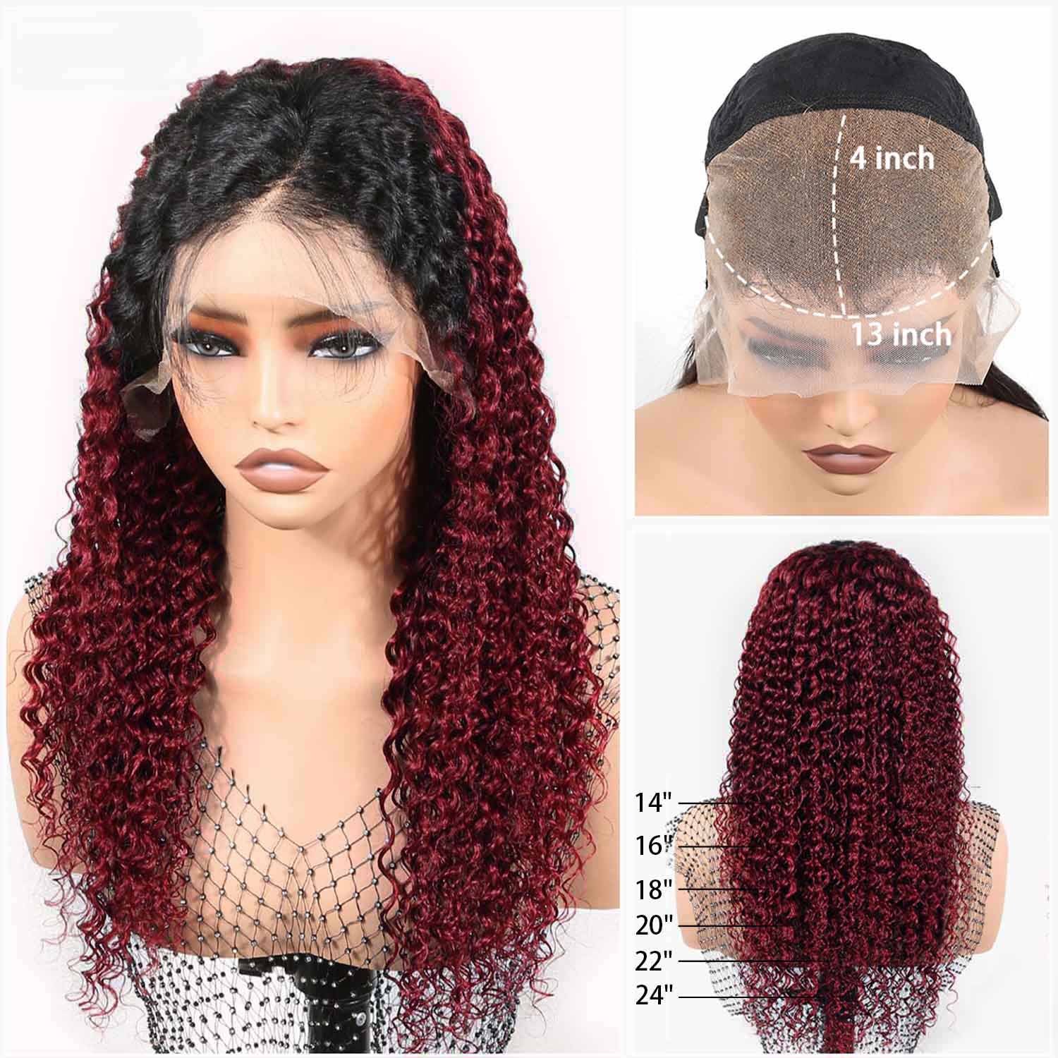 Authris Deep Wave HD Lace Front Human Hair Wig | Burgundy Ombre