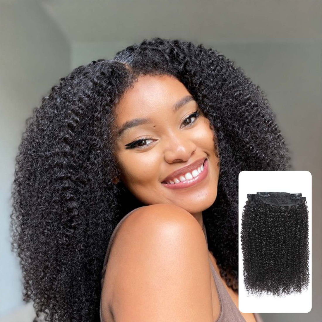 AUTHRIS Afro Kinky Curly Clip-Ins (4-Piece) | Natural Black