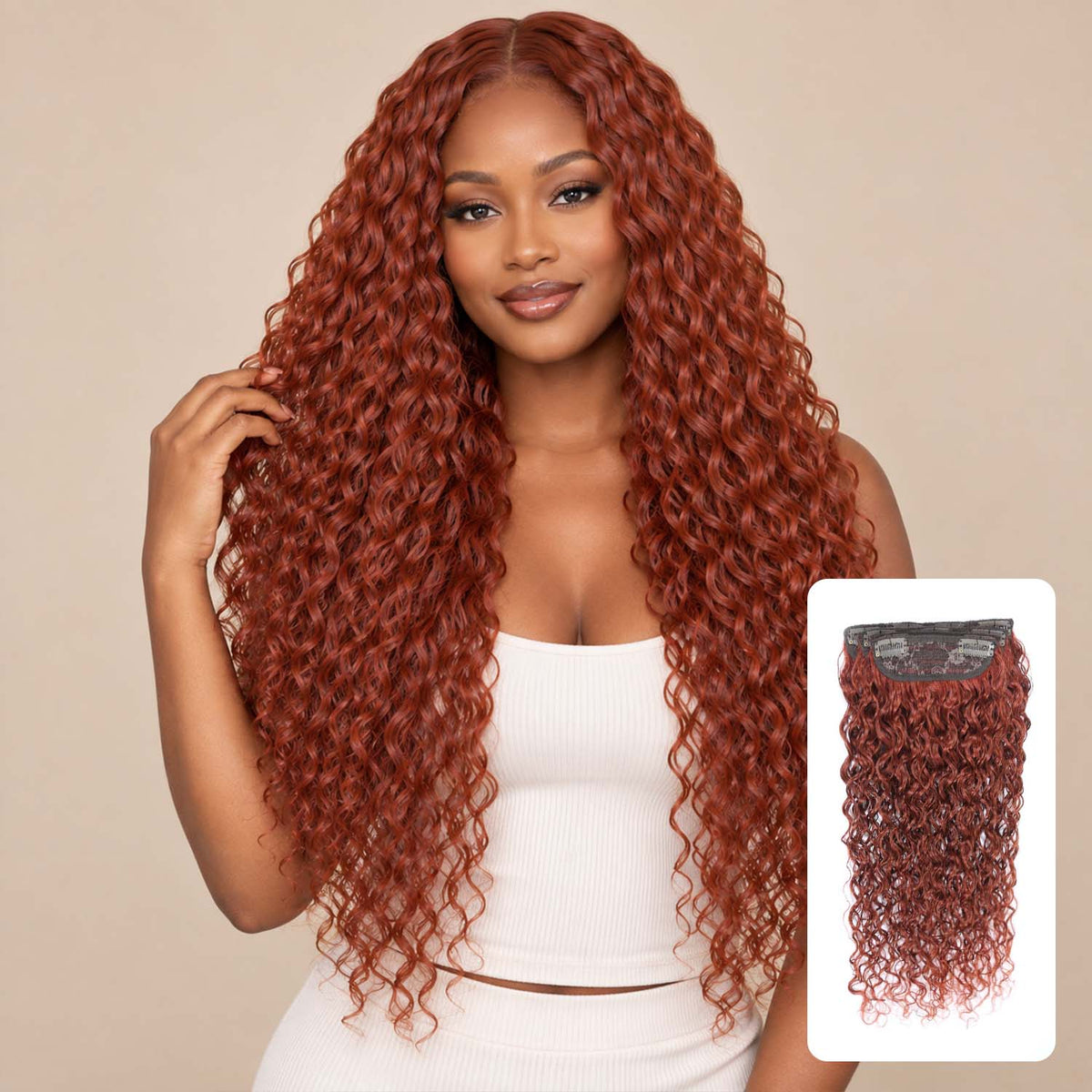 Authris Water Wave 4-Piece Clip-In Human Hair Extensions | Auburn Brown