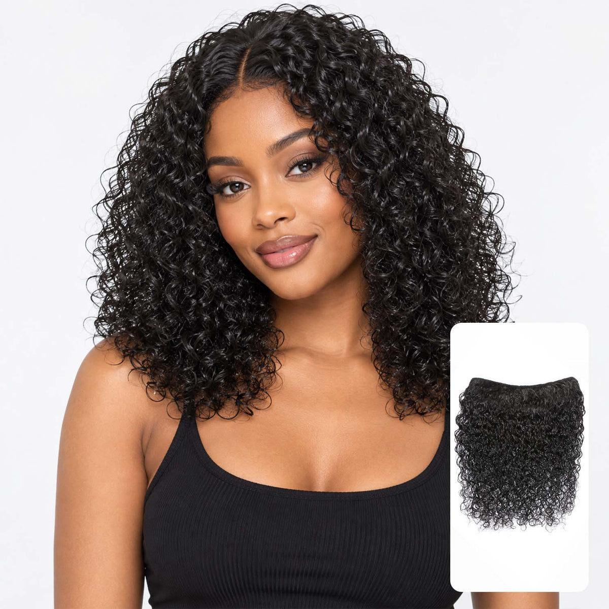 Authris Water Wave 1-Piece Clip-In Human Hair Extensions | Natural Black