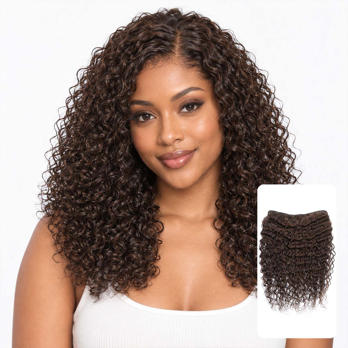 Authris Deep Wave 1-Piece Clip-In Human Hair Extensions | Chocolate Brown