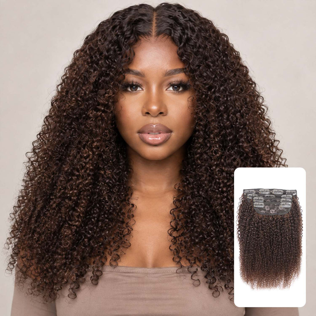 AUTHRIS Afro Kinky Curly Clip-Ins (4-Piece) | Chocolate Brown