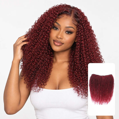 Authris Afro Kinky Curly 1-Piece Clip-In Human Hair Extensions | Burgundy