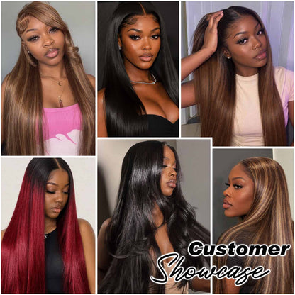 Authris Straight HD Lace Front Human Hair Wig | Burgundy Ombre