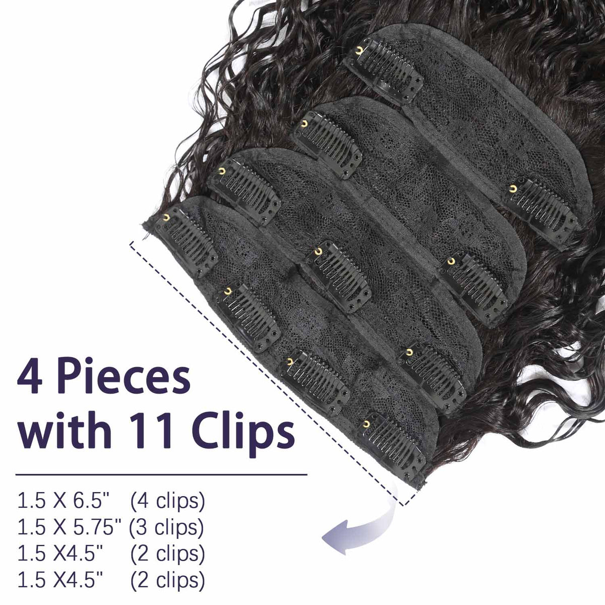 Authris Curly 4-Piece Clip-In Human Hair Extensions | Natural Black