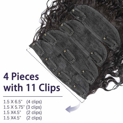 Authris Curly 4-Piece Clip-In Human Hair Extensions | Natural Black