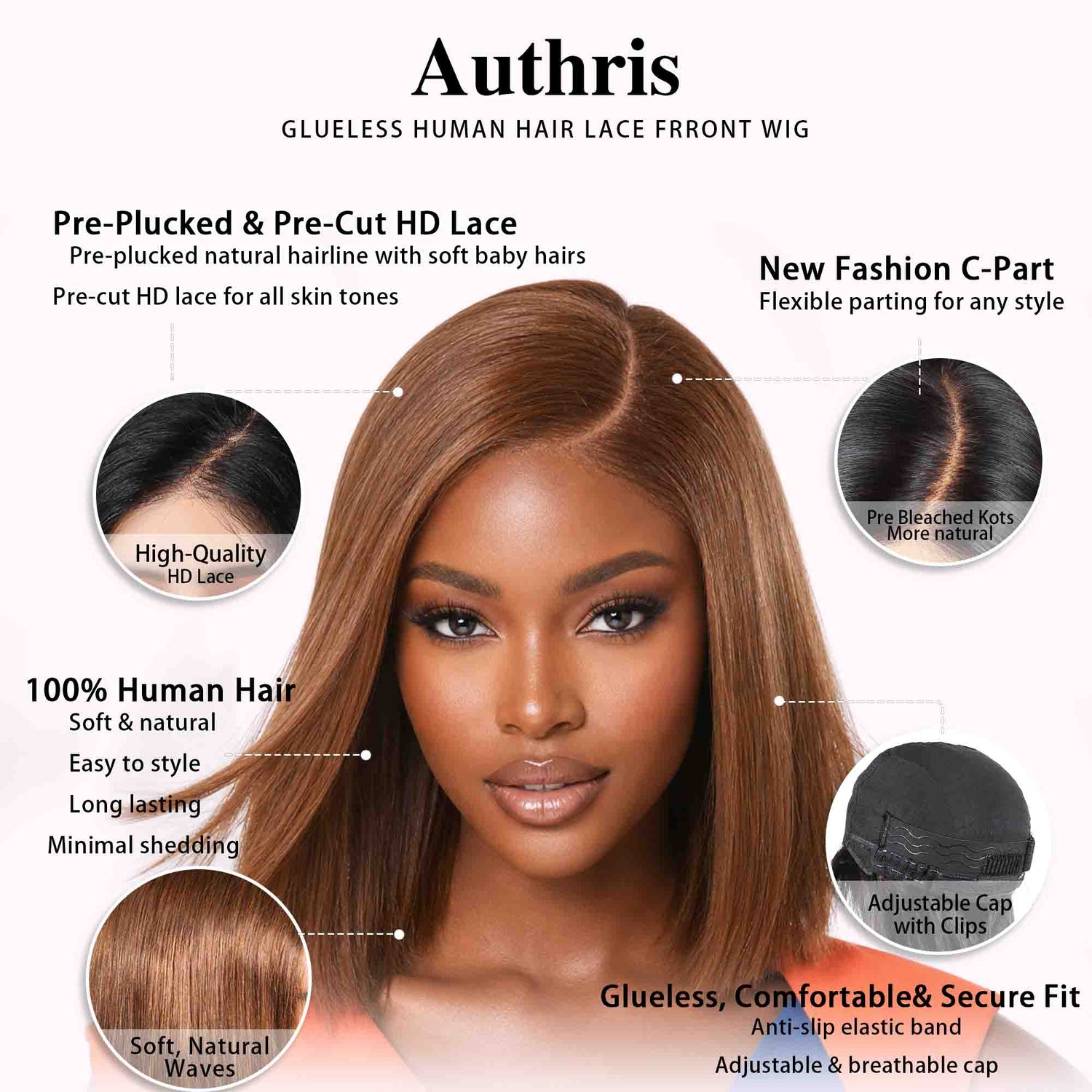 Authris Straight Bob Human Hair Wig | Chocolate Brown