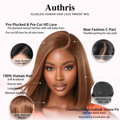 Authris Straight Bob Human Hair Wig | Chocolate Brown