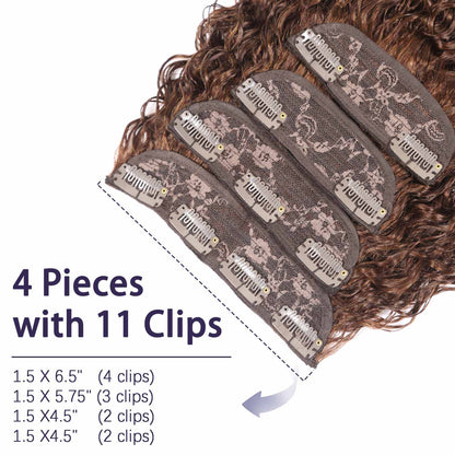 Authris Water Wave 4-Piece Clip-In Human Hair Extensions | Chocolate Brown