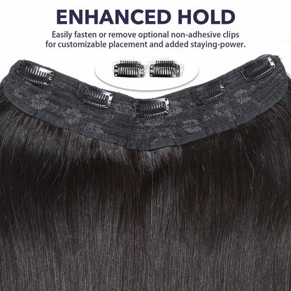 Authris Straight 1-Piece Clip-In Human Hair Extensions | Natural Black