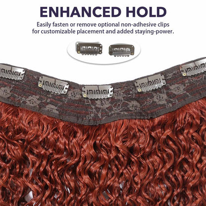 Authris Curly 1-Piece Clip-In Human Hair Extensions | Auburn Brown