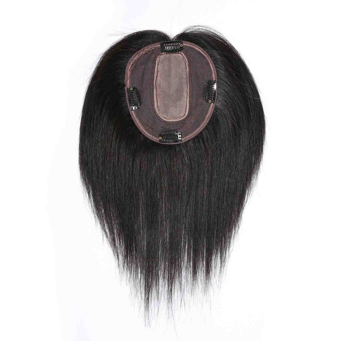 Authris Straight Women’s Human Hair Topper with Realistic Scalp | Natural Black