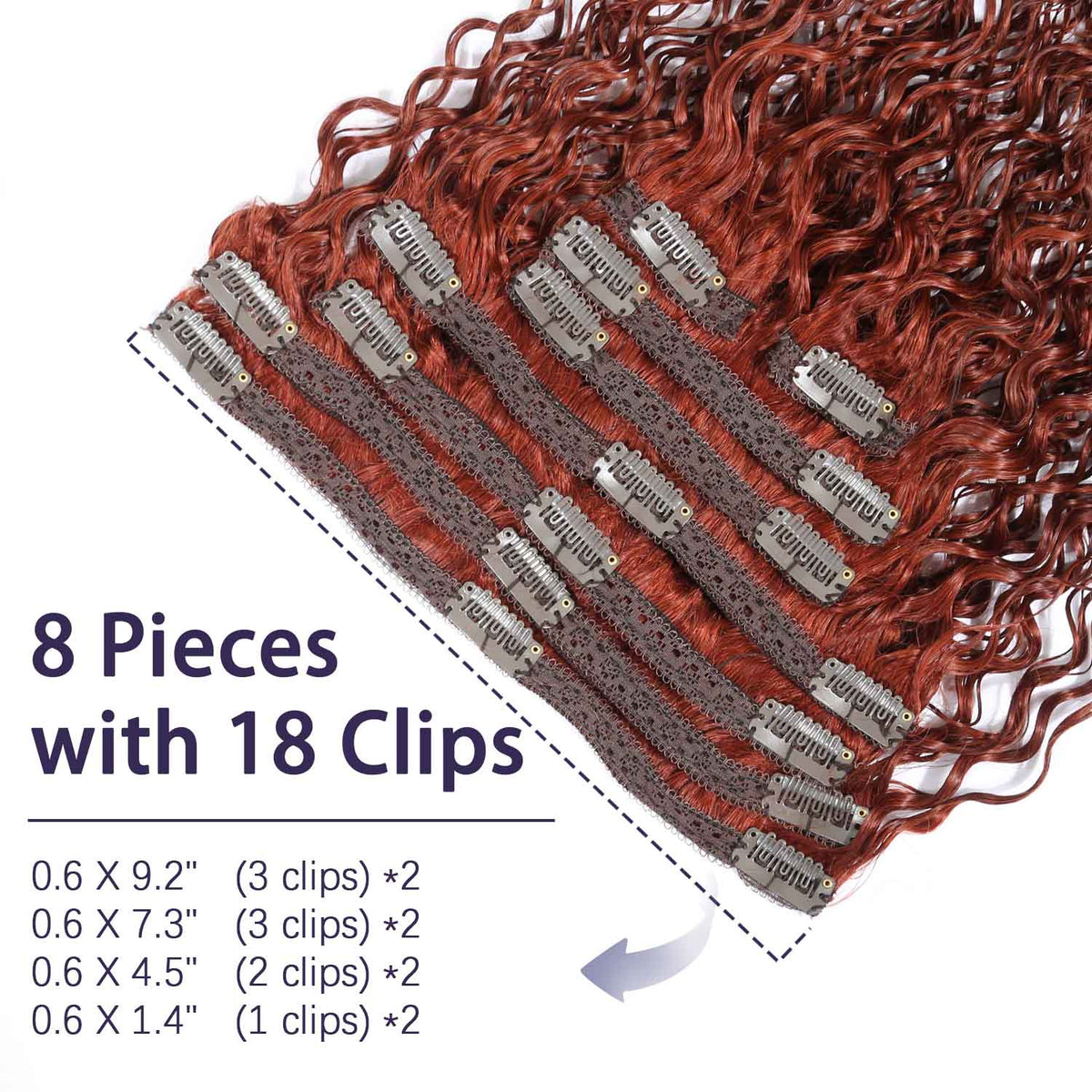 Authris Curly 8-Piece Clip-In Human Hair Extensions | Auburn Brown