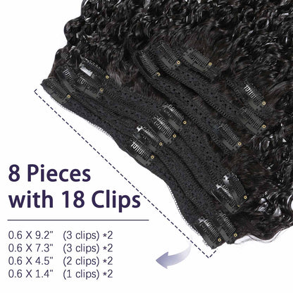 Authris Deep Wave 8-Piece Clip-In Human Hair Extensions | Natural Black