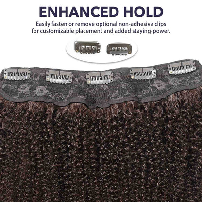Authris Afro Kinky Curly 1-Piece Clip-In Human Hair Extensions | Chocolate Brown