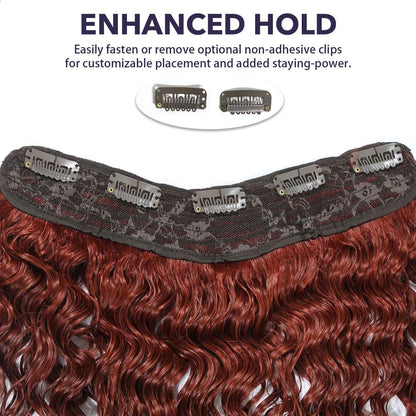 Authris Deep Wave 1-Piece Clip-In Human Hair Extensions | Auburn Brown