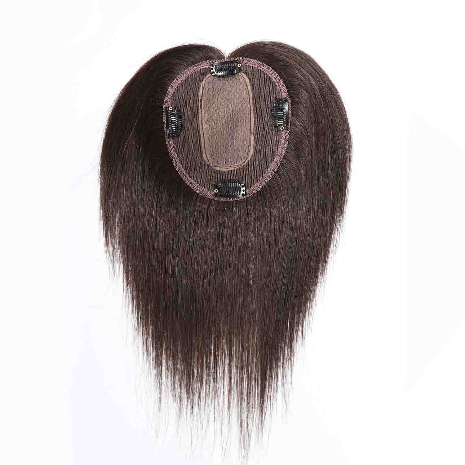 Authris Straight Simulated Scalp Hair Topper for Women | Dark Brown