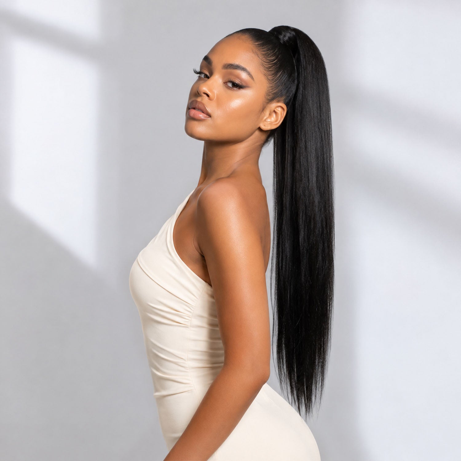 Authris Straight Human Hair Instant Wrap Ponytail | Natural Black