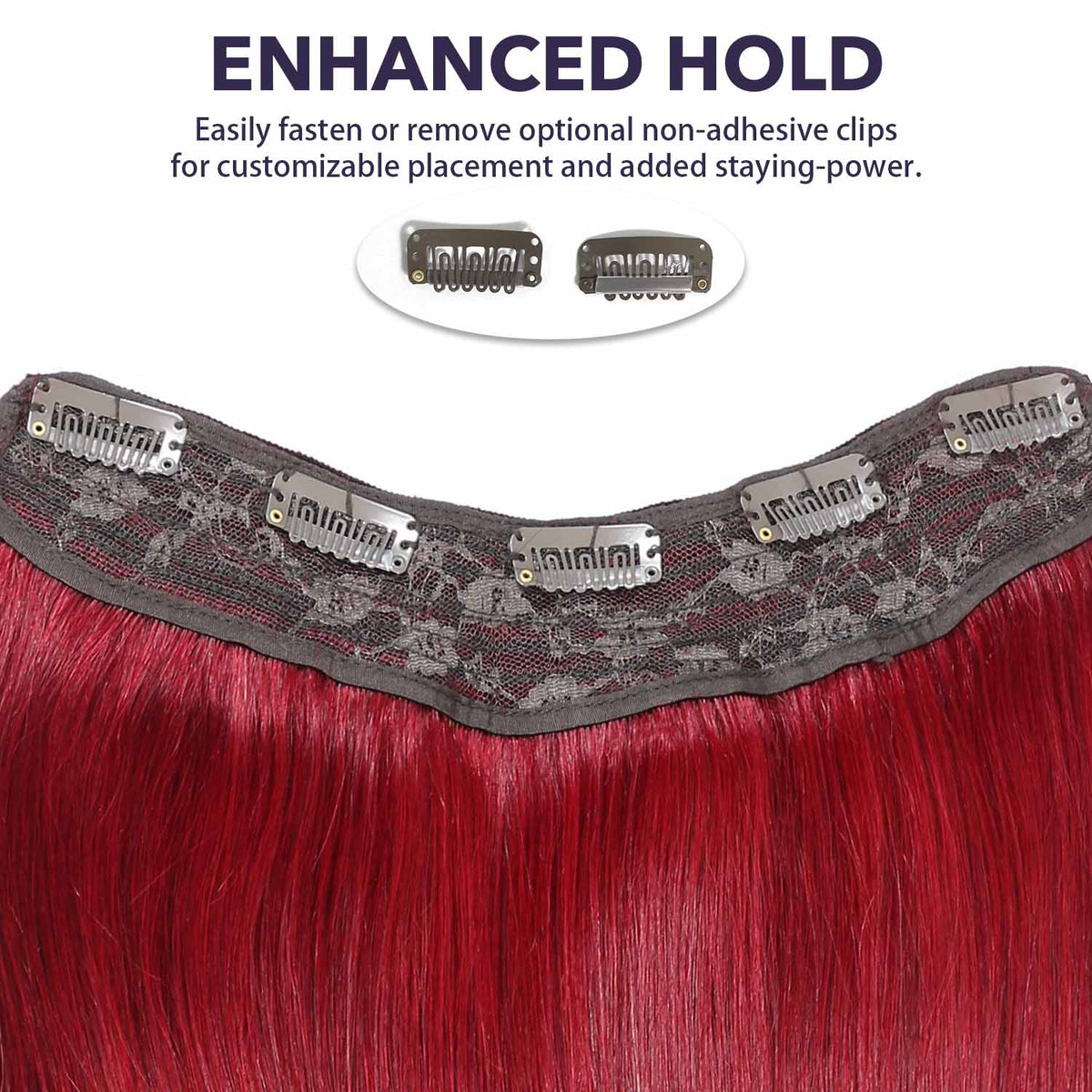 Authris Straight 1-Piece Clip-In Human Hair Extensions | Burgundy