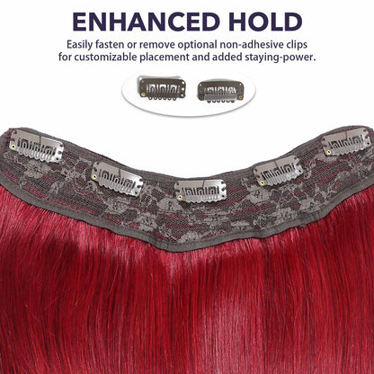 Authris Straight 1-Piece Clip-In Human Hair Extensions | Burgundy