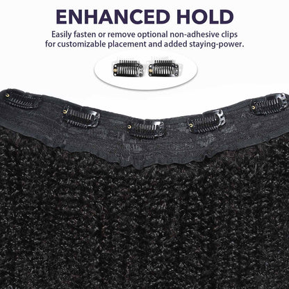 Authris Afro Kinky Curly 1-Piece Clip-In Human Hair Extensions | Natural Black
