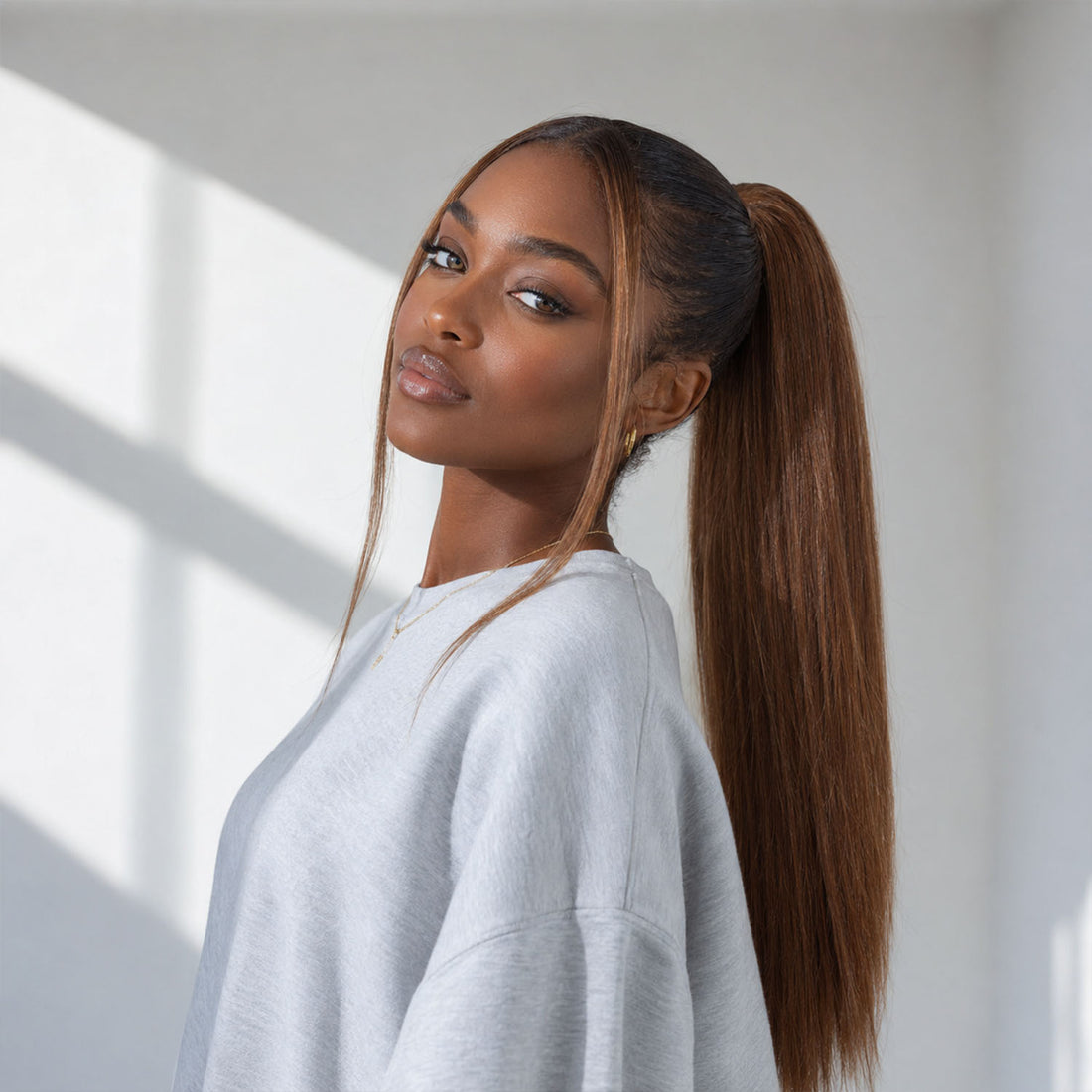 Authris Straight Human Hair Claw Clip Ponytail | Chocolate Brown