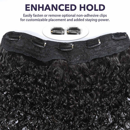 Authris Curly 1-Piece Clip-In Human Hair Extensions | Natural Black