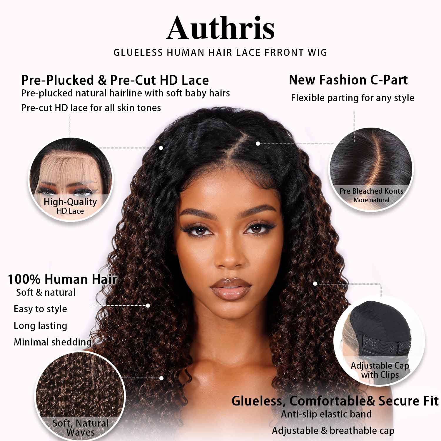 Authris Deep Wave HD Lace Front Human Hair Wig | Chocolate Ombre