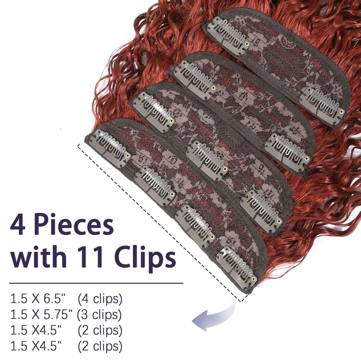 Authris Curly 4-Piece Clip-In Human Hair Extensions | Auburn Brown