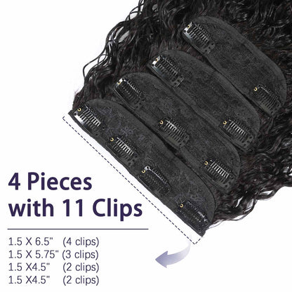 Authris Water Wave 4-Piece Clip-In Human Hair Extensions | Natural Black