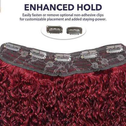 Authris Curly 1-Piece Clip-In Human Hair Extensions | Burgundy