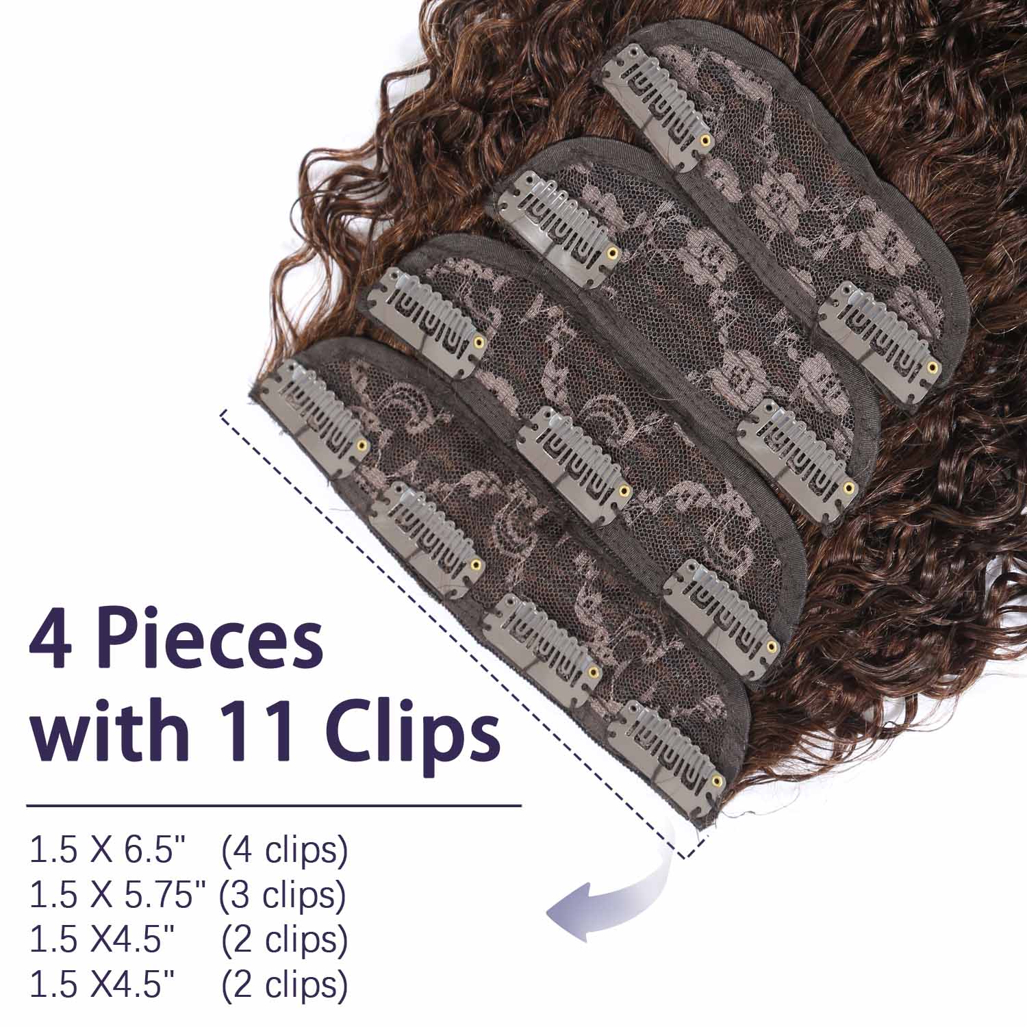 Authris Curly 4-Piece Clip-In Human Hair Extensions | Chocolate Brown