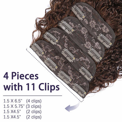 Authris Curly 4-Piece Clip-In Human Hair Extensions | Chocolate Brown