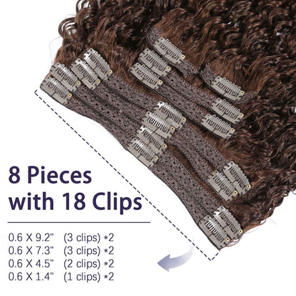 Authris Deep Wave 8-Piece Clip-In Human Hair Extensions | Chocolate Brown