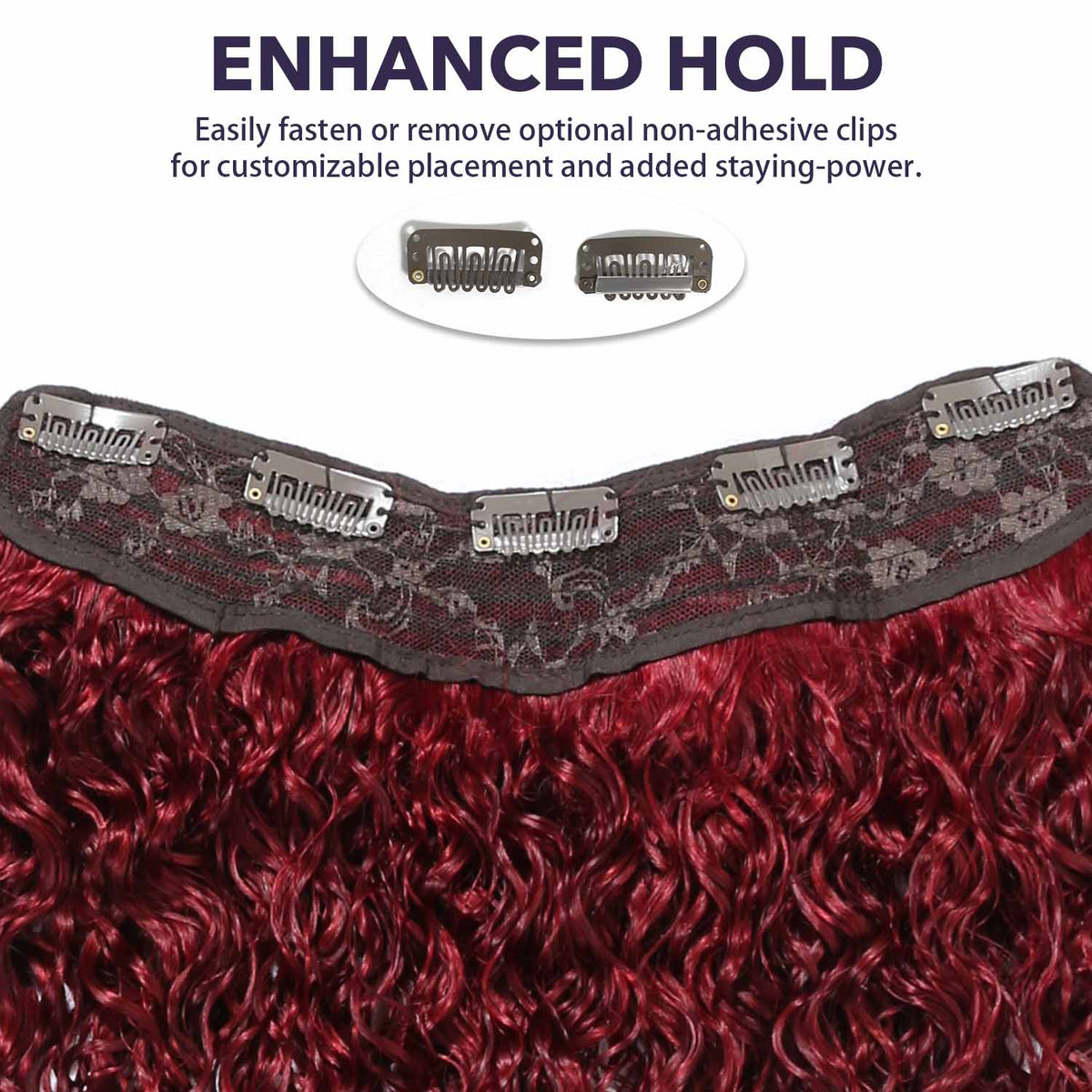 Authris Water Wave 1-Piece Clip-In Human Hair Extensions | Burgundy