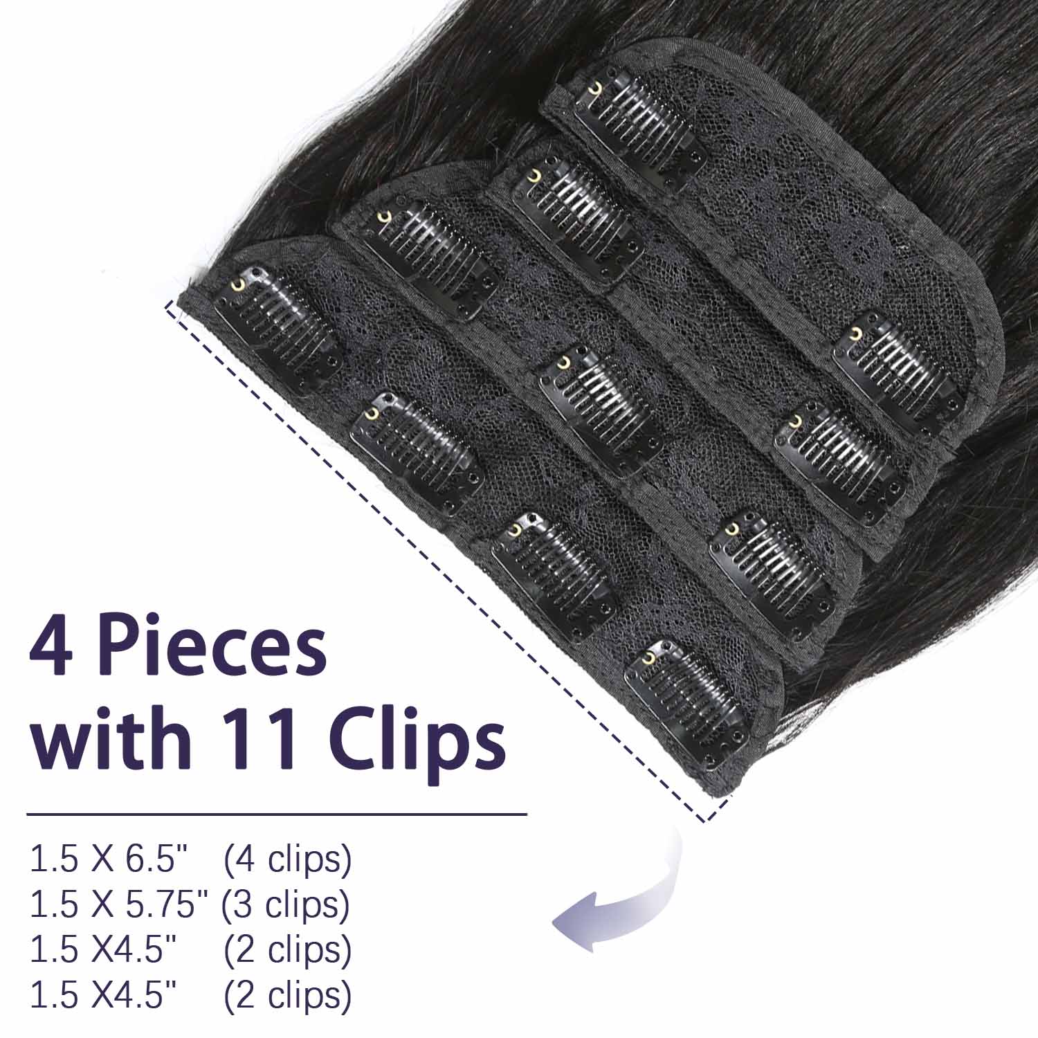 Authris 4-Piece Clip-In Human Hair Extensions | Natural Black